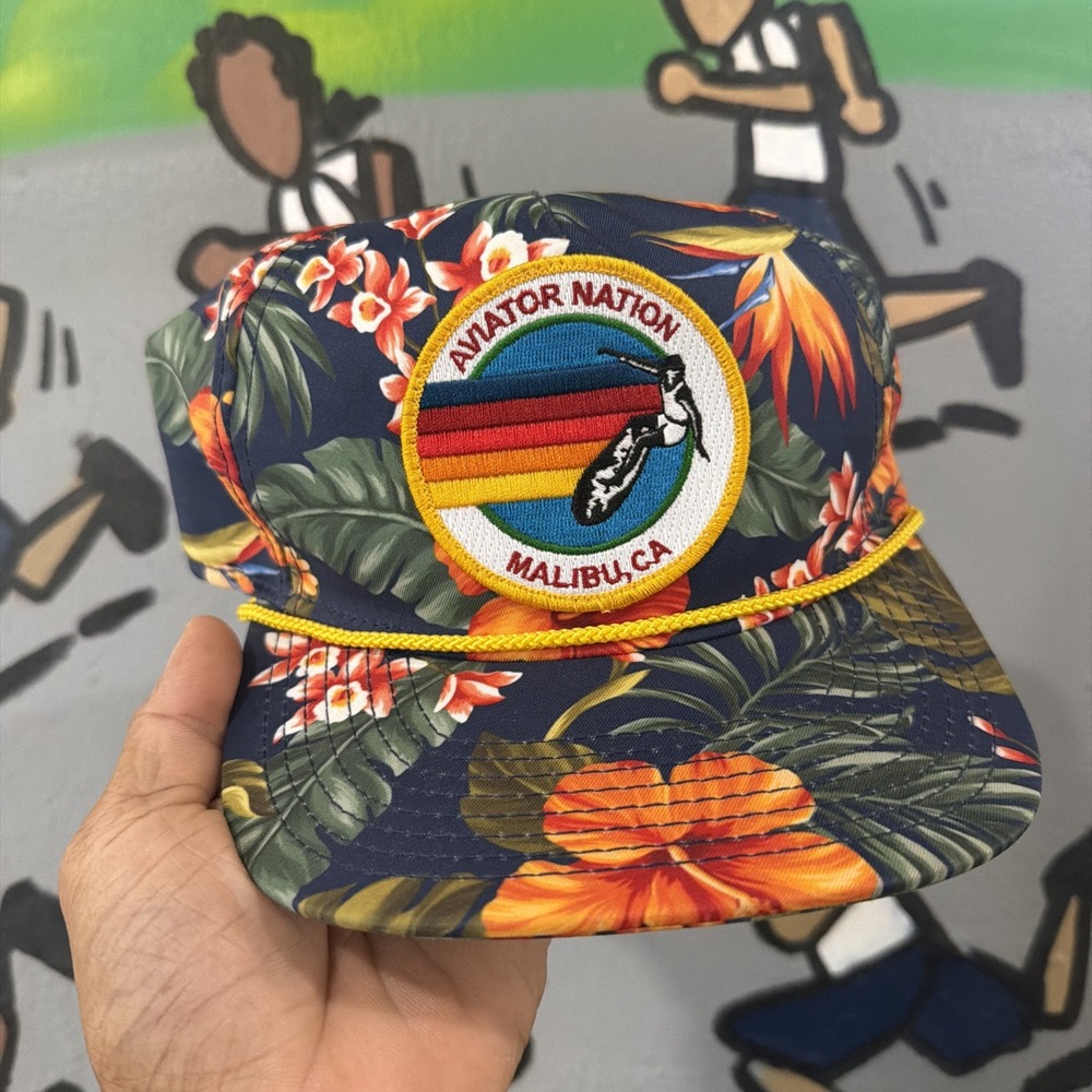 Aviator Nation Trucker Hat Cap Floral Malibu California SnapBack Surfer Logo